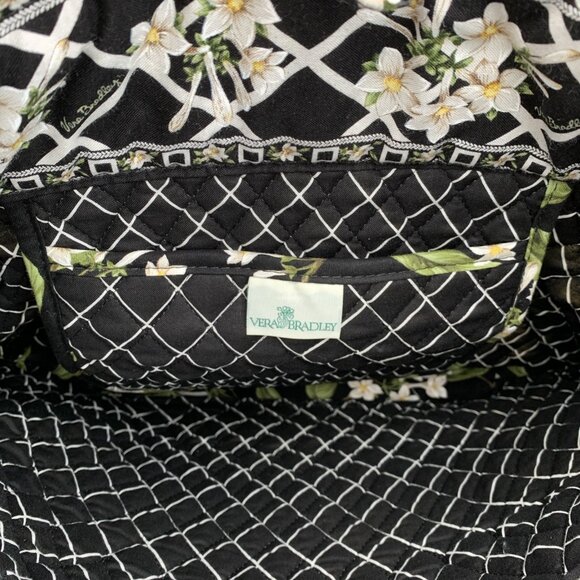 Vera Bradley Tote Jasmine Shoulder Purse Laptop Bag Black Floral Retired NWT - Picture 8 of 9